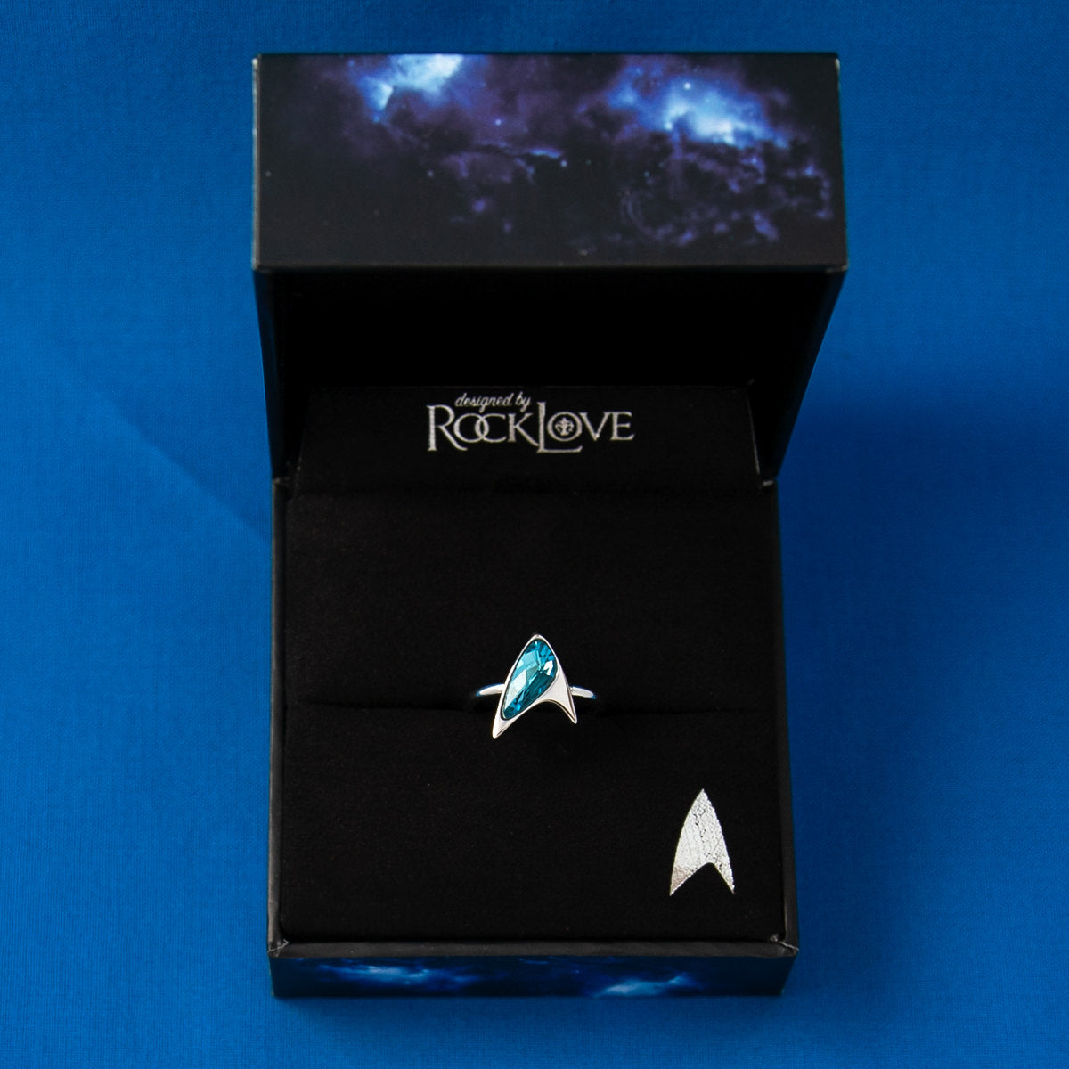 Star Trek x RockLove Science Division Blue Crystal Delta Ring