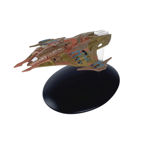 Eaglemoss Star Trek Lokirrim Fighter starship model angled in its packaging box