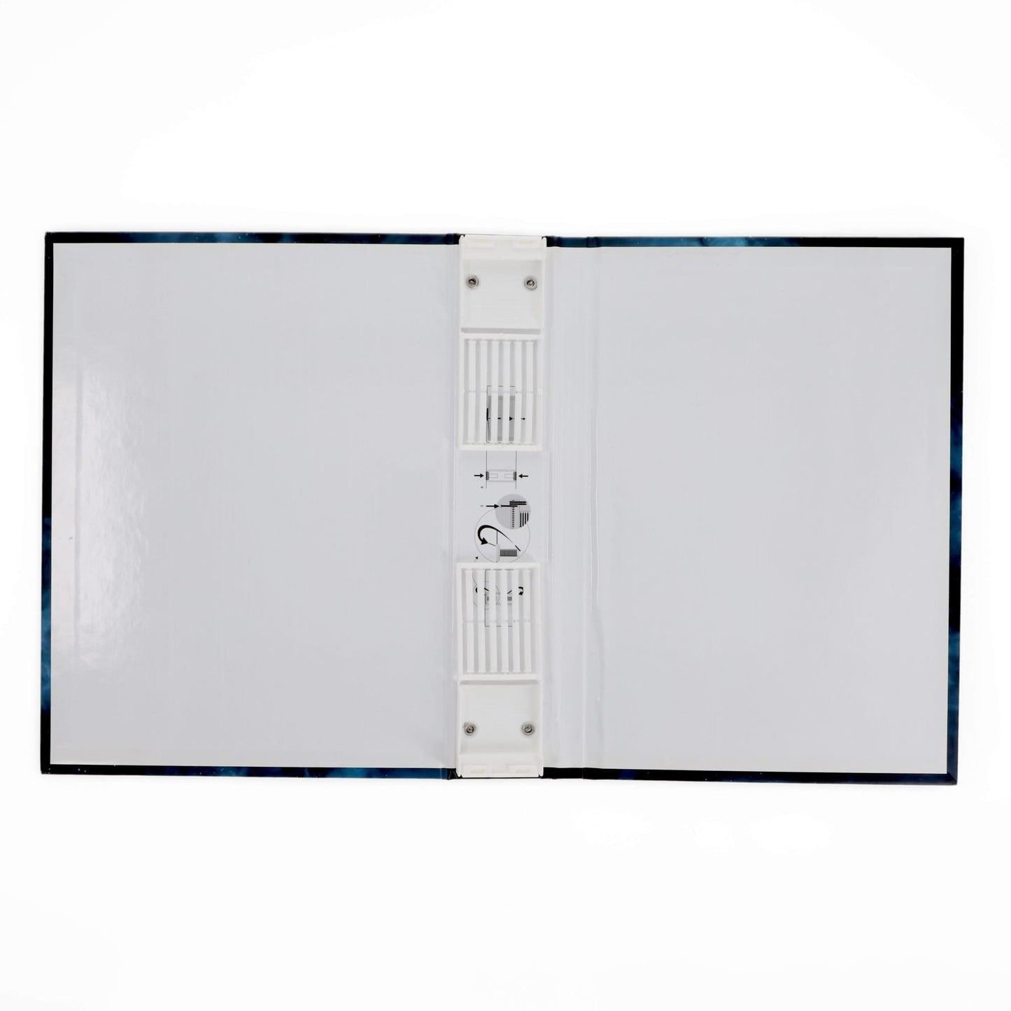 Open view of the Star Trek collector binder showing the interior ring mechanism and magazine storage layout