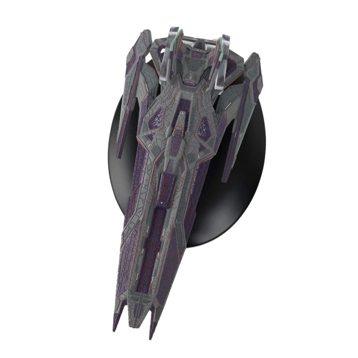 The Star Trek Jem'Hadar Vanguard Carrier displayed inside its collector packaging box