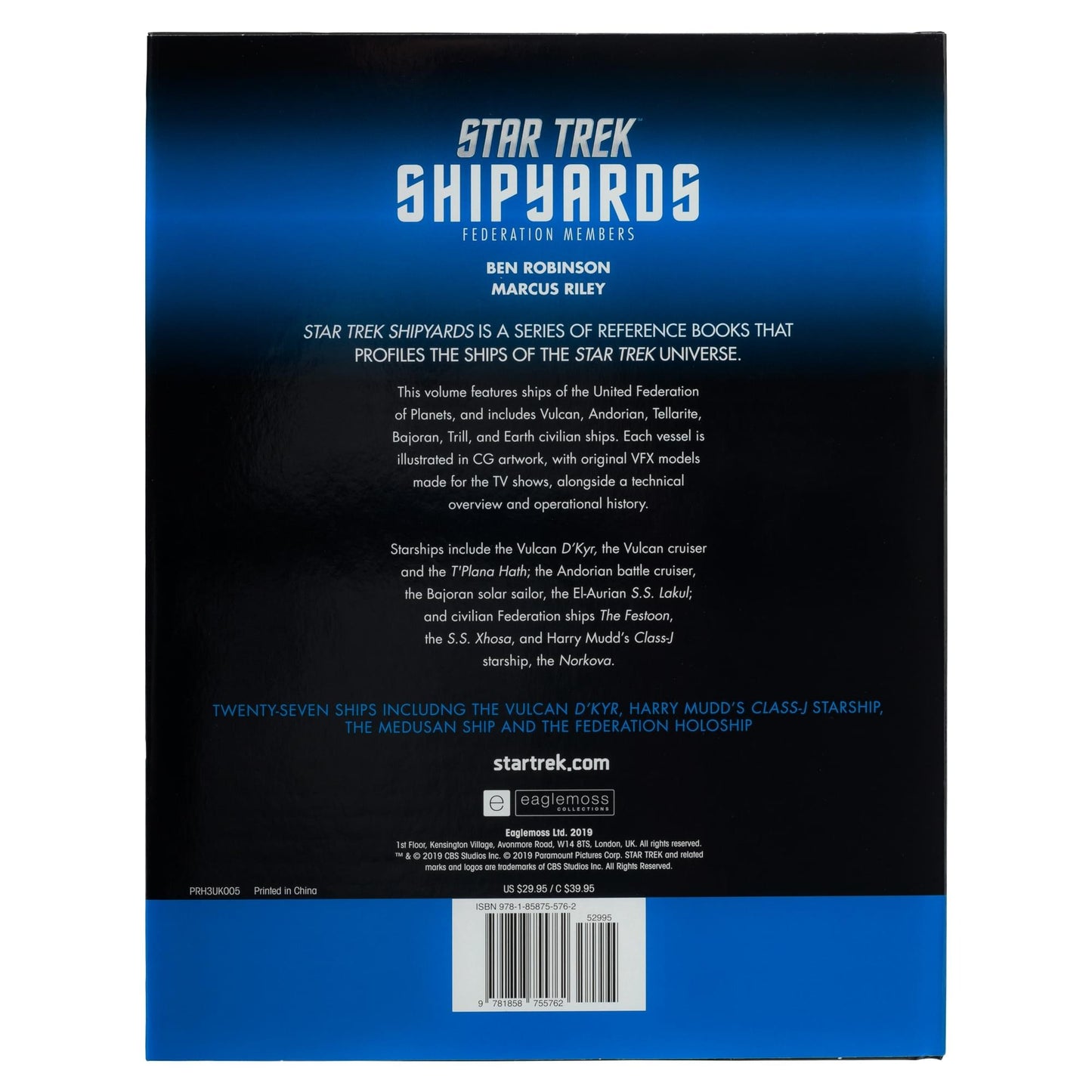 Angled view of the hardcover Star Trek reference book resting on a neutral surface
