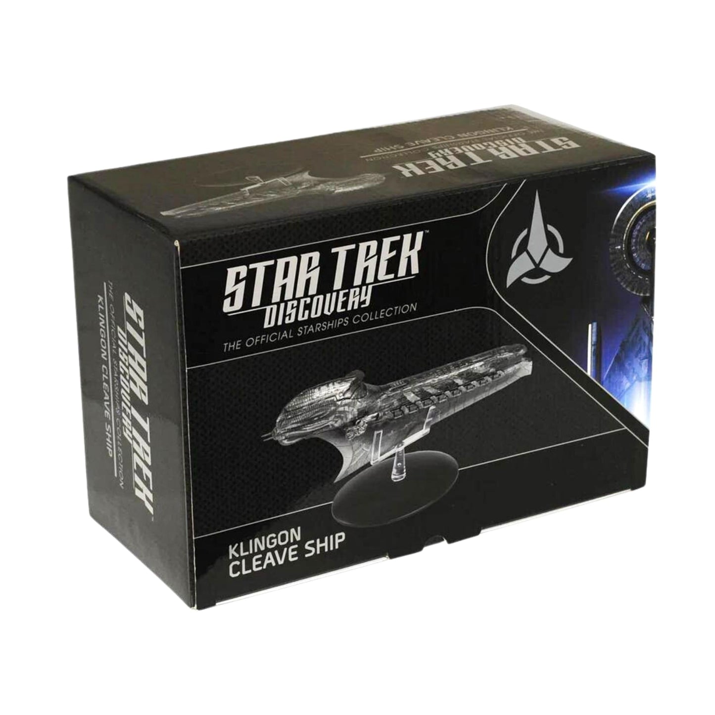 Rear quarter view showcasing the engine nacelles and tactical hull geometry of the Star Trek: Discovery collectible