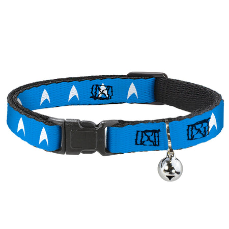 Star Trek Starfleet Insignia Blue Breakaway Cat Collar close up on design