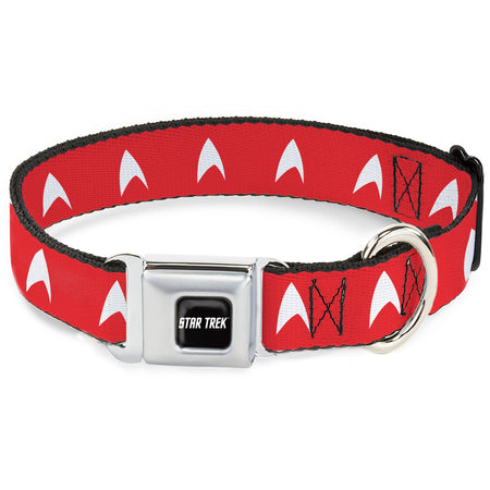 Star Trek text logo and Starfleet insignia on a black pet collar