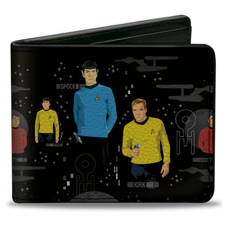 Star Trek Original Series Crew Poses Bi-Fold Wallet front view showing Kirk and Spock