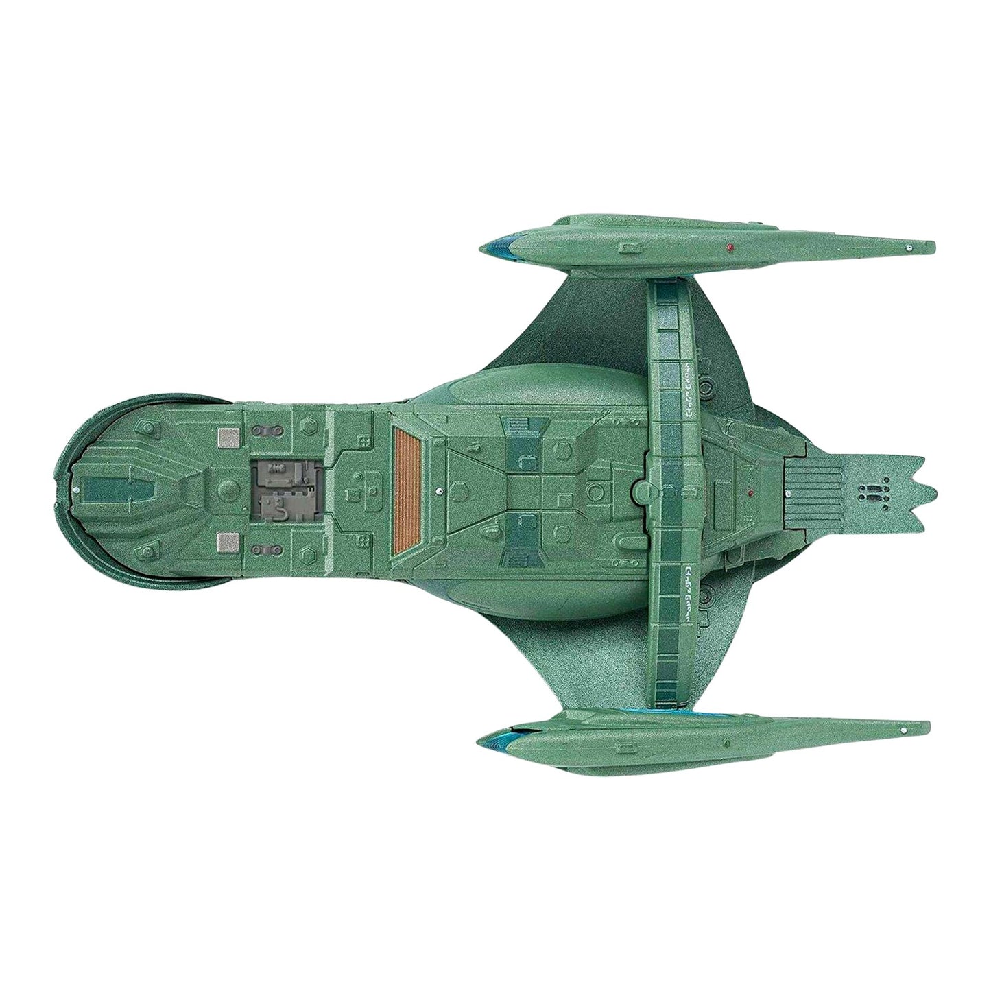 Rear view of the Romulan Shuttle model displaying engine exhaust ports and studio-scale panel detailing