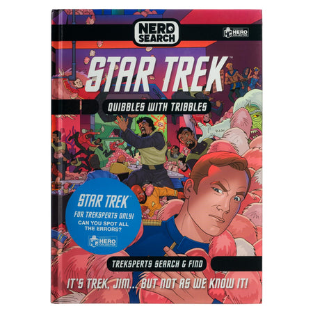Front cover of the Star Trek Quibbles With Tribbles book featuring Captain Kirk, Mr. Spock, and the U.S.S. Enterprise