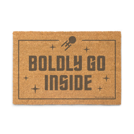 Star Trek Boldly Go Inside doormat viewed from above on a clean background
