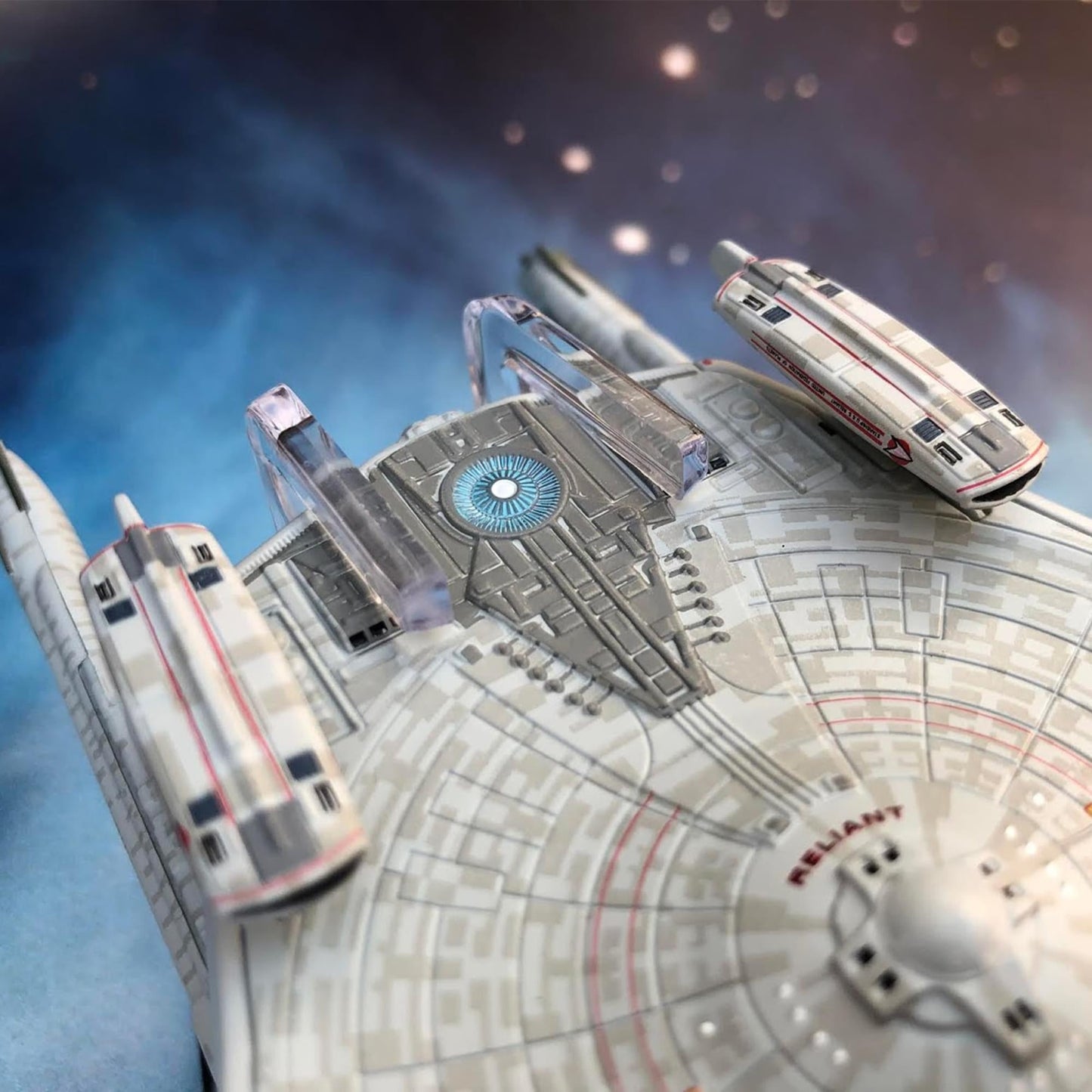 Detailed close-up of the bridge module and command deck section on the Reliant hull