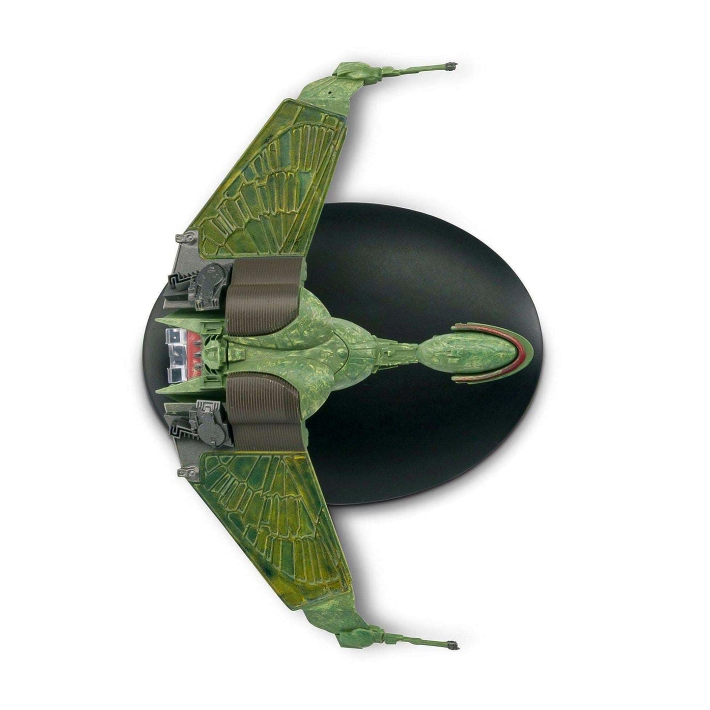 Close-up of the official Star Trek collector series brand packaging and branded display base