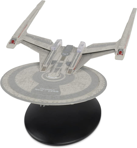 Port-side profile view of the USS Kerala NCC-1255 die-cast starship replica showing its hull plating and registry markings