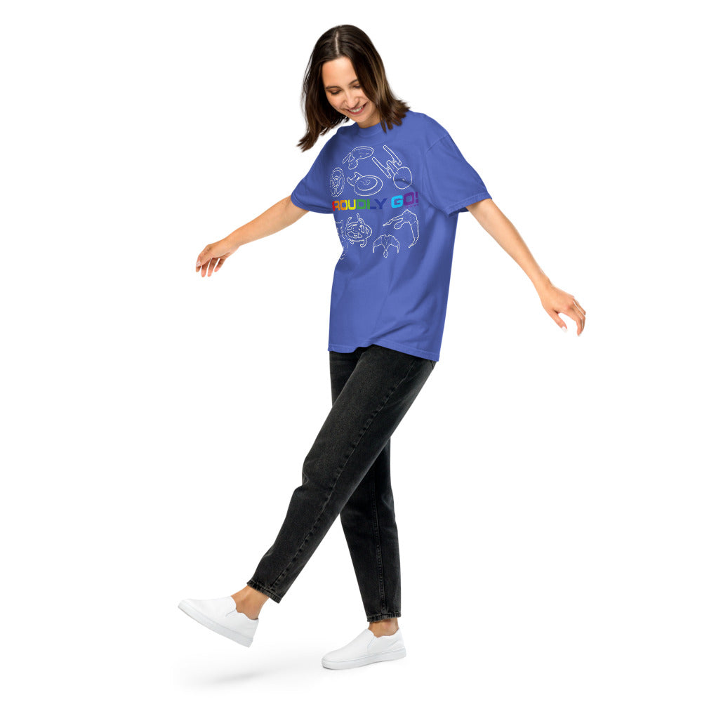 Star Trek Pride Starships Proudly Go! Comfort Colors T-Shirt Flo Blue