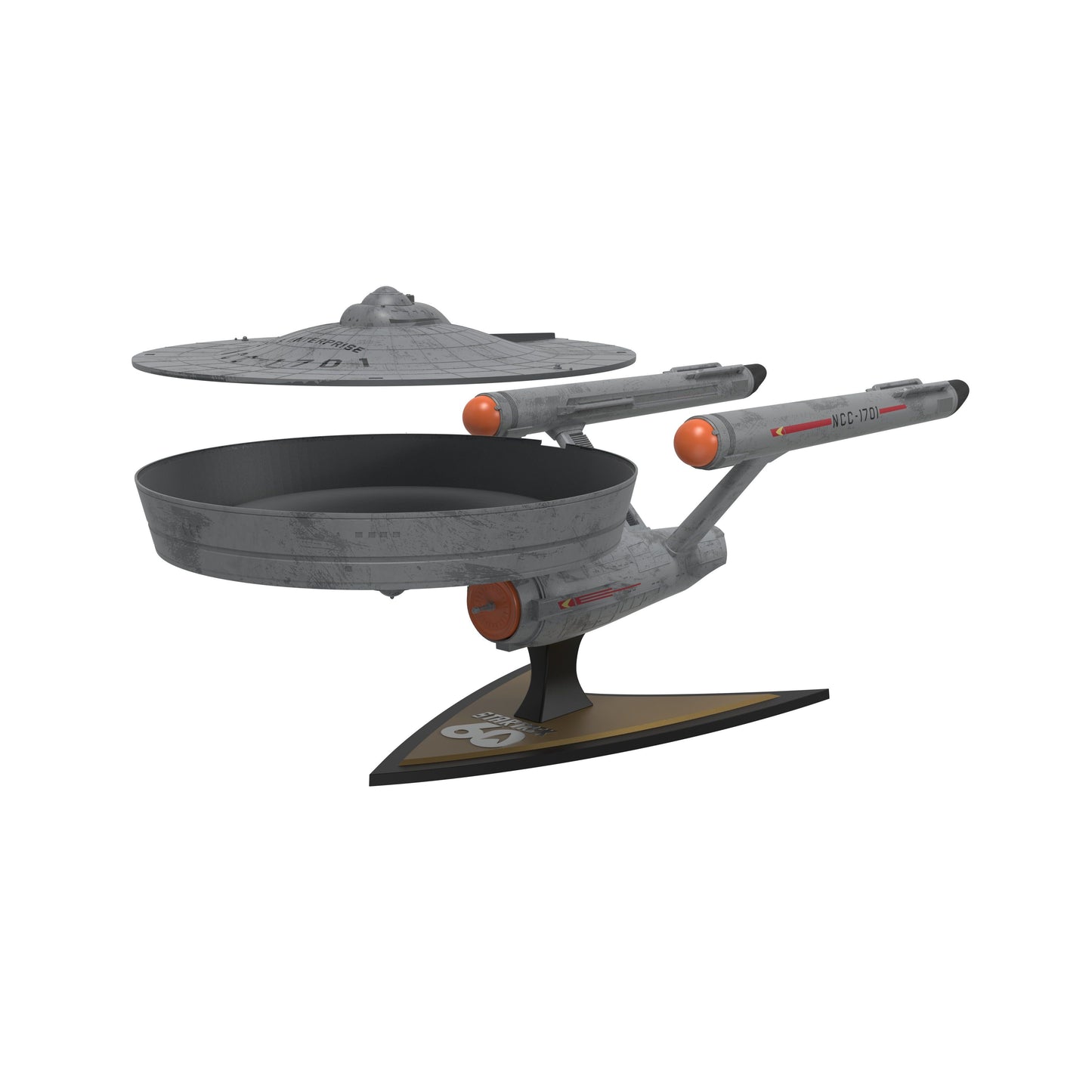 Star Trek Collectible Enterprise Popcorn Bucket displayed on a home theater setup surface