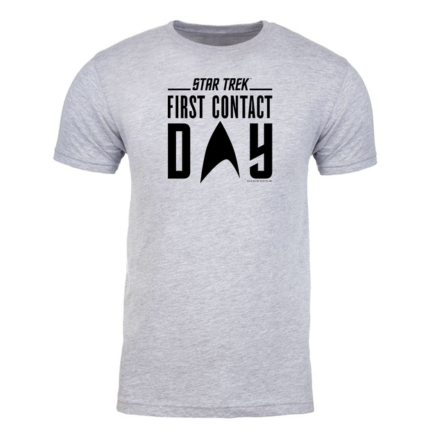 Star Trek: First Contact Day Black Logo Adult Short Sleeve T-Shirt Grey / XL