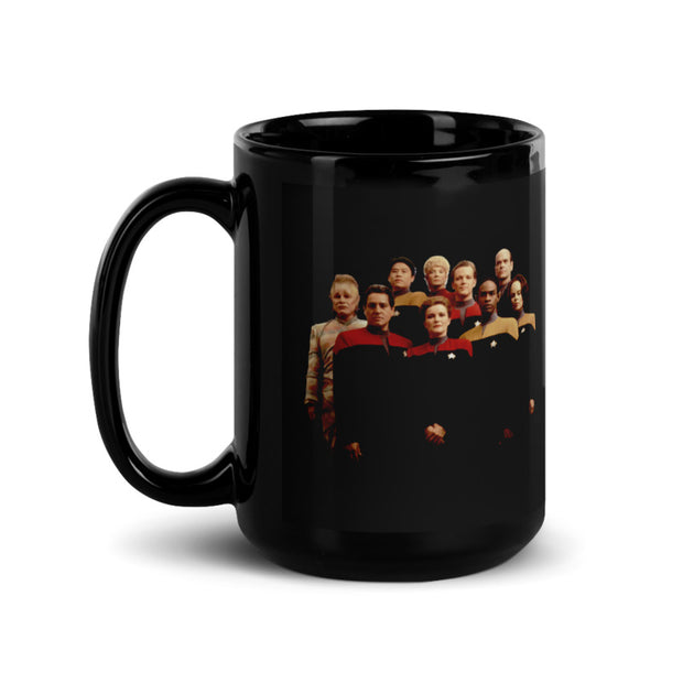 Star Trek: Voyager 25 Gold Original Crew Double Sided Black Mug