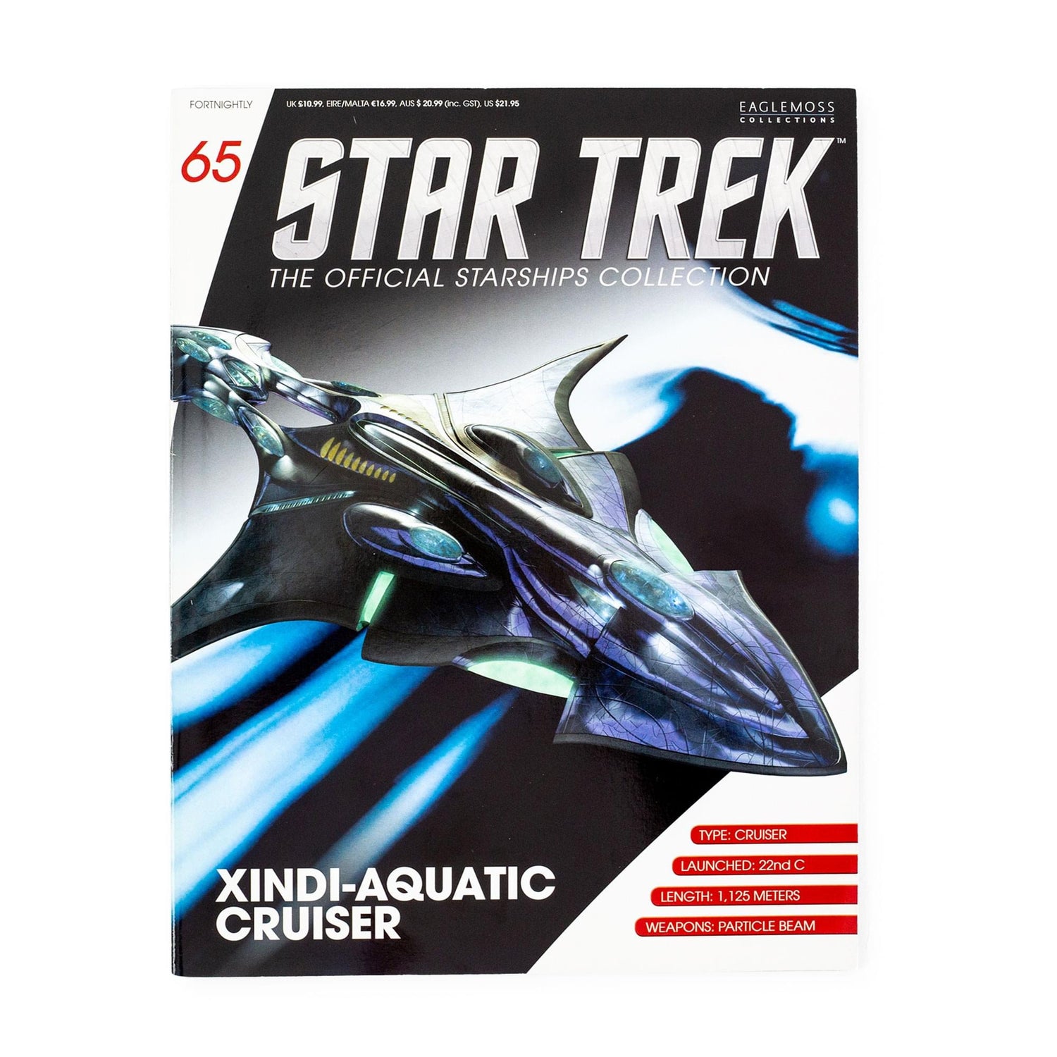 Front cover of the Star Trek: The Official Starships magazine featuring the Xindi-Aquatic Cruiser in flight