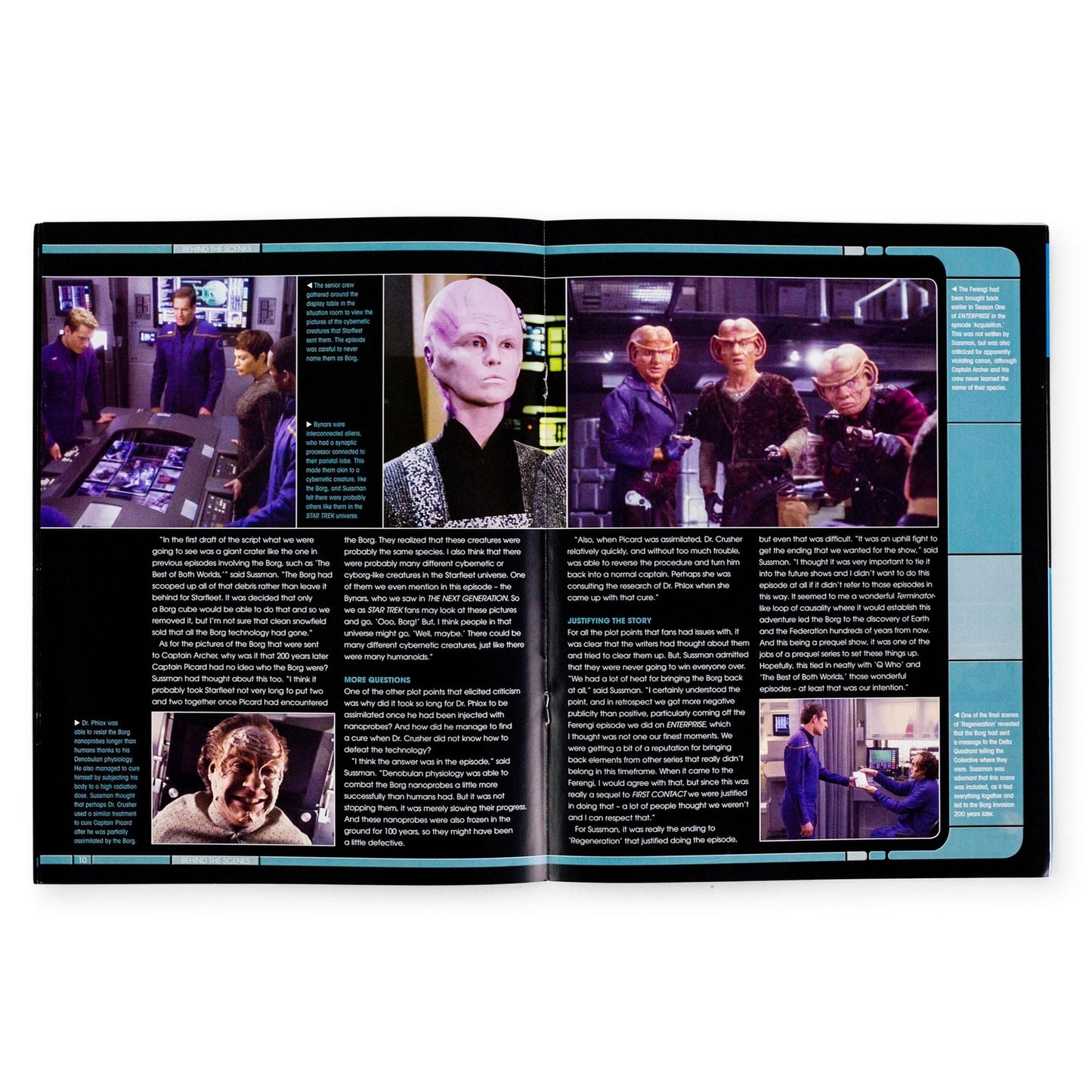 Close-up view of the magazine interior pages displaying technical cutaways and mid-22nd century starship data