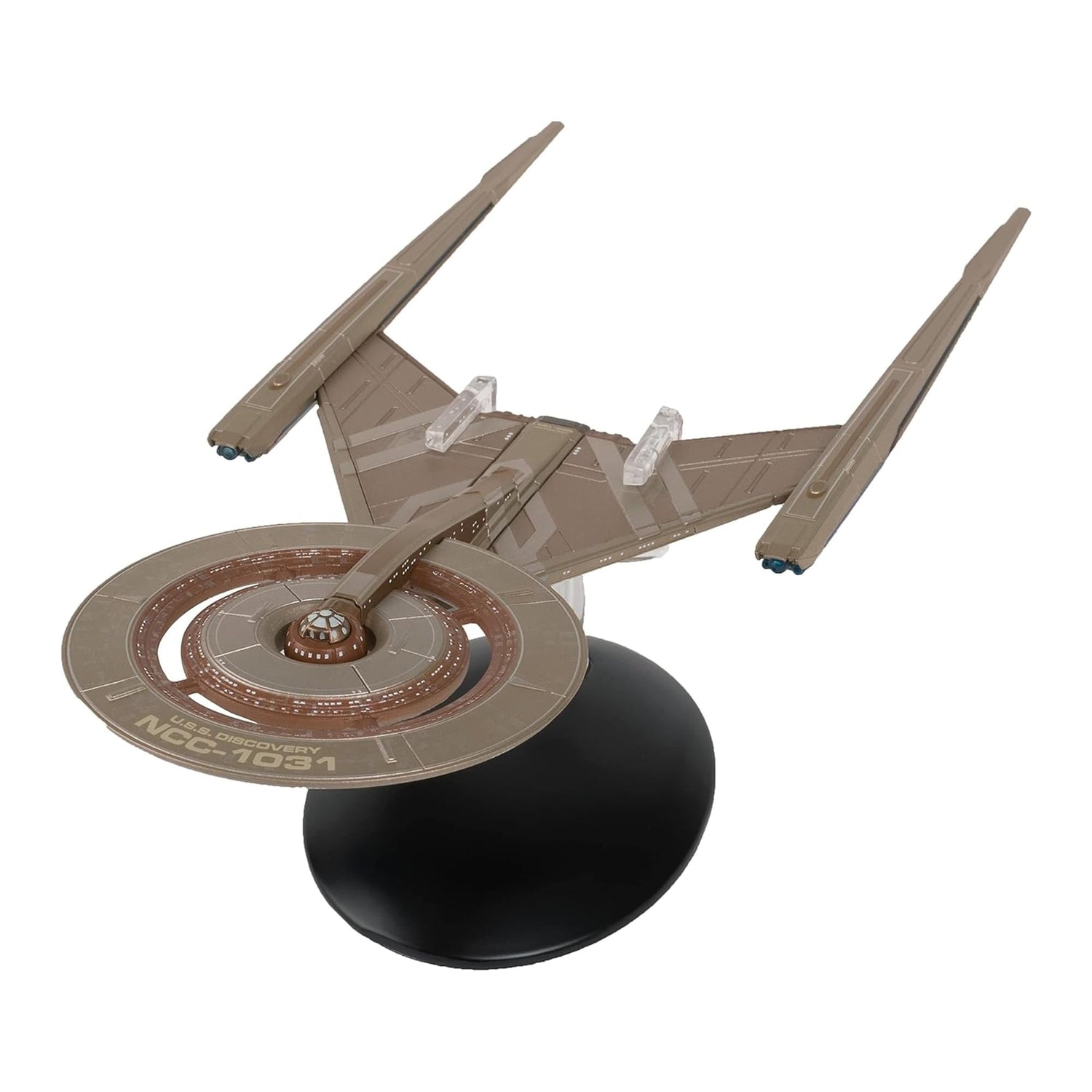 Top-down view of the starship model highlighting the intricate panel lines and hand-painted hull markings