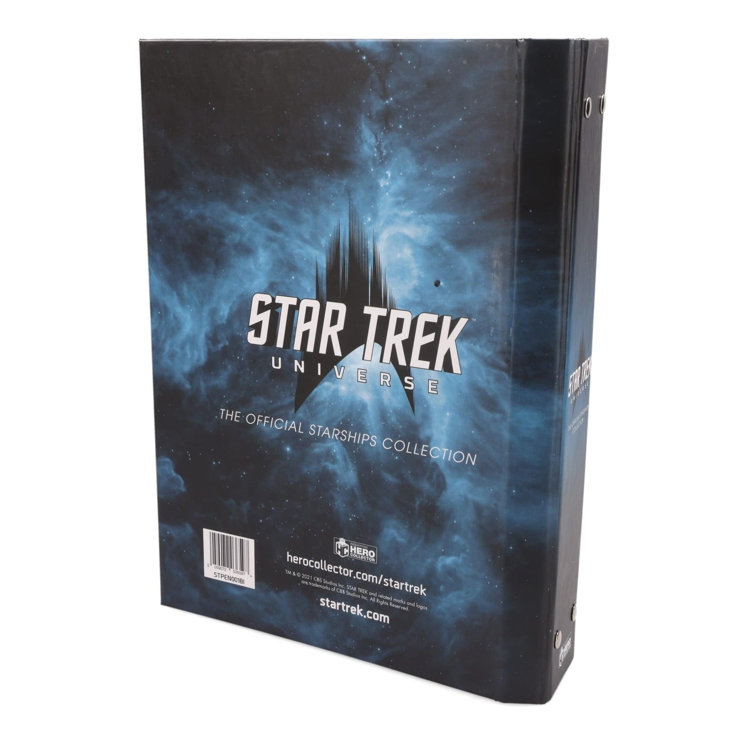 Back view of the blue Star Trek collector binder with publisher branding and spine details