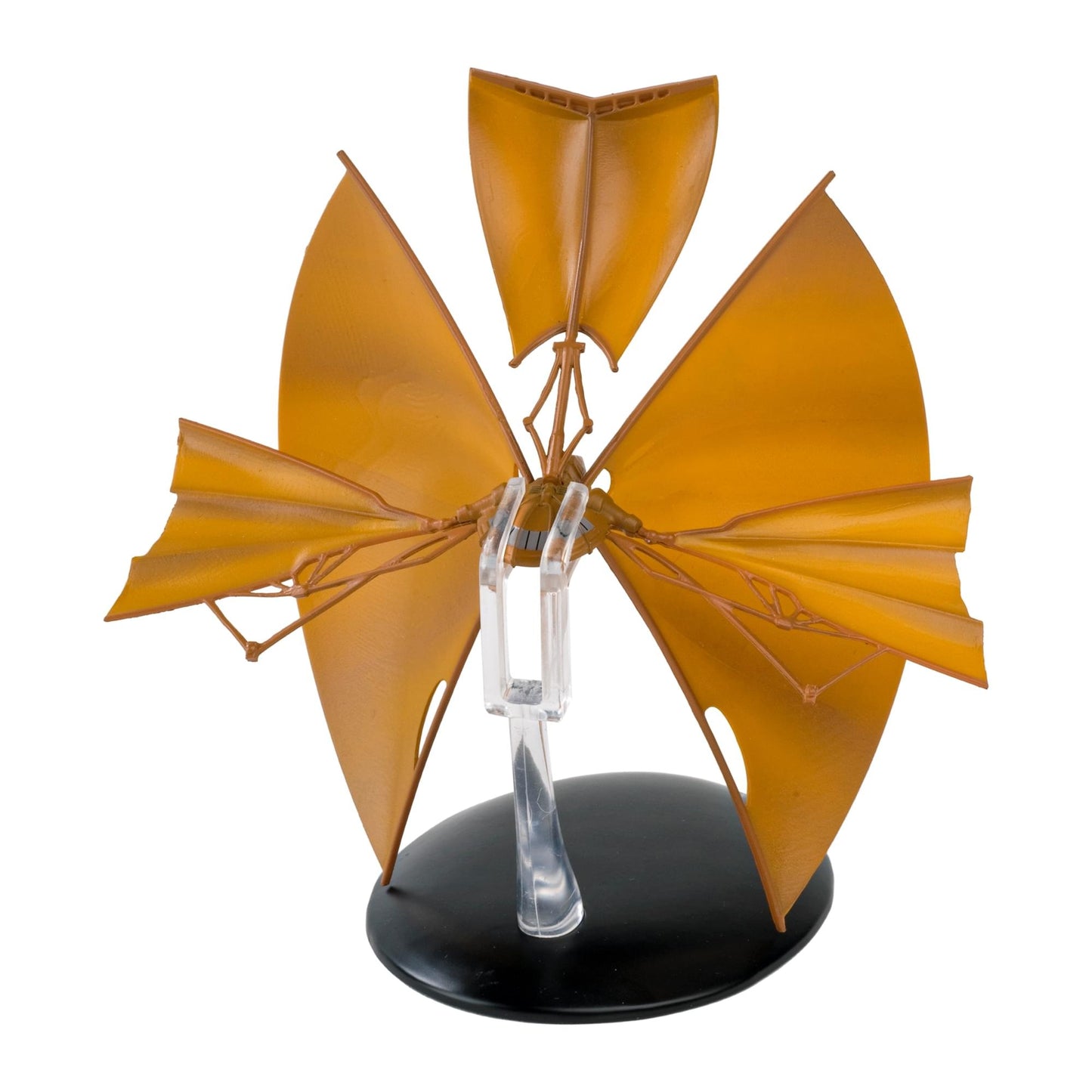 Side profile of the Bajoran Solar Sailor starship replica showing its sleek hull design