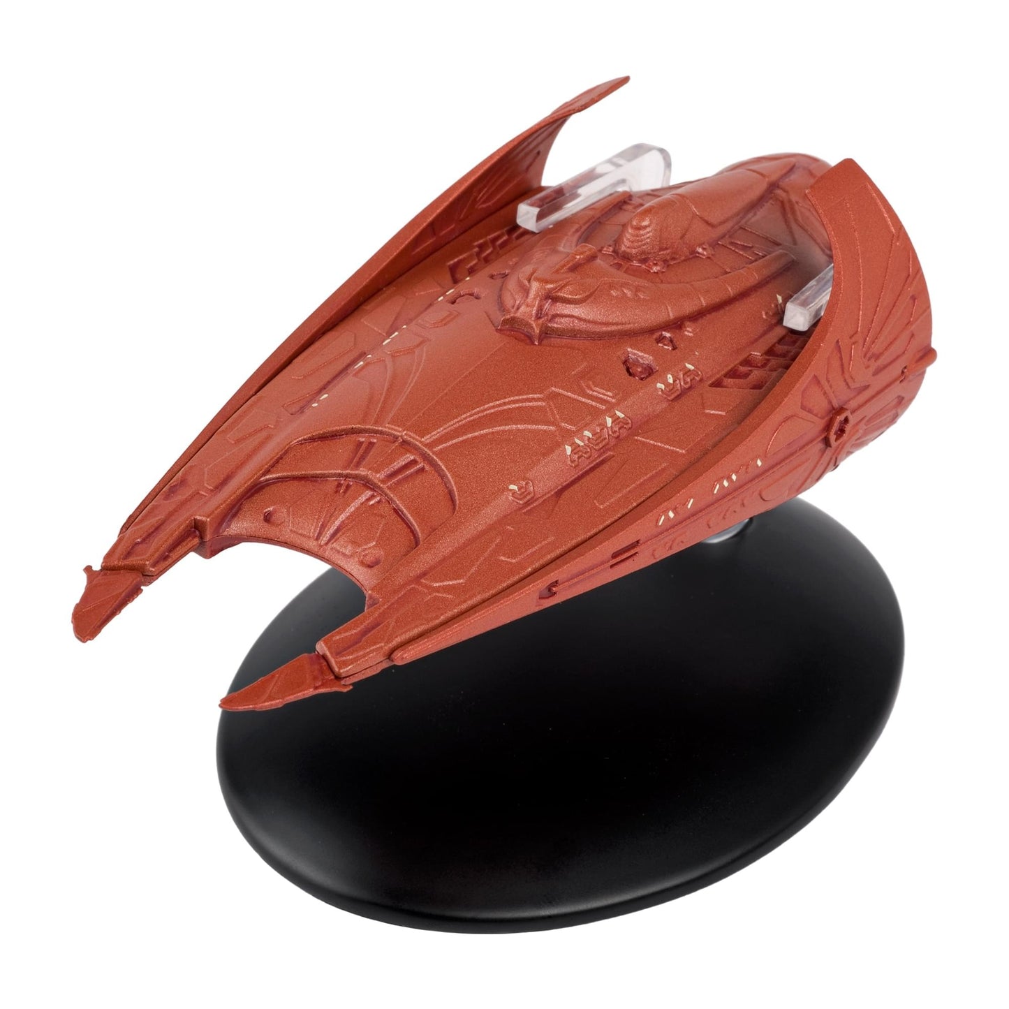 Close-up of the warp nacelles and forward bridge section of the Vulcan starship