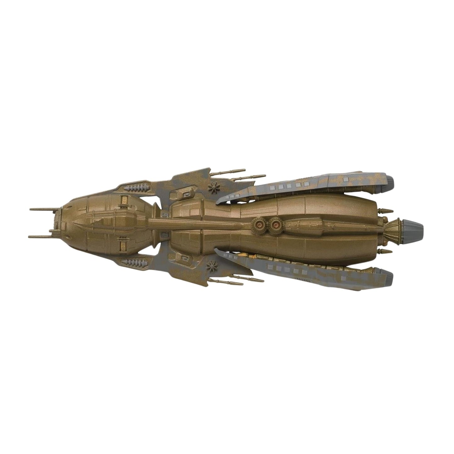 Angle shot focusing on the textured surface details and hand-painted accents across the starship hull
