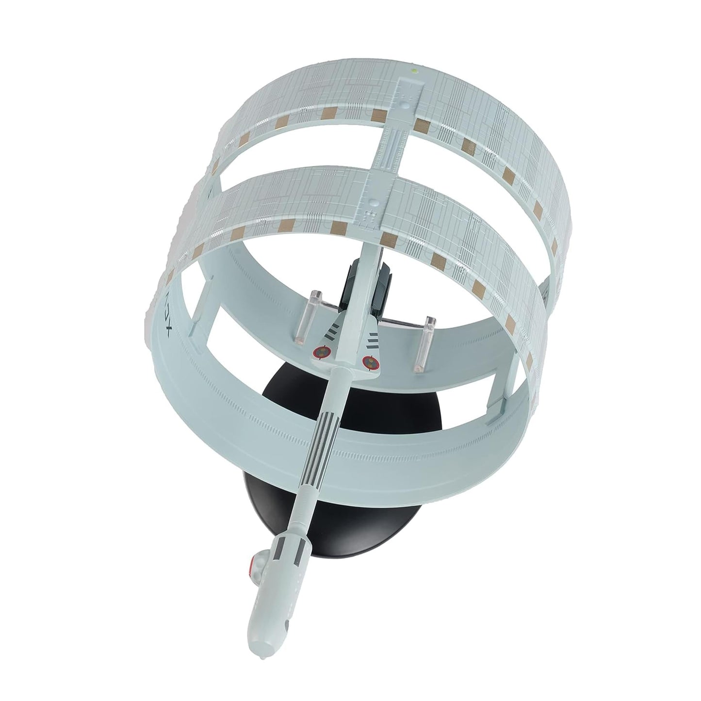 Top-down view of the Enterprise XCV-330 model highlighting the circular warp ring and primary hull geometry