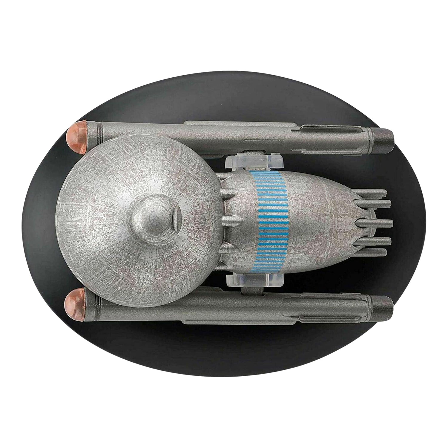 Detailed close-up of the custom display base included with the Eaglemoss starship collectible