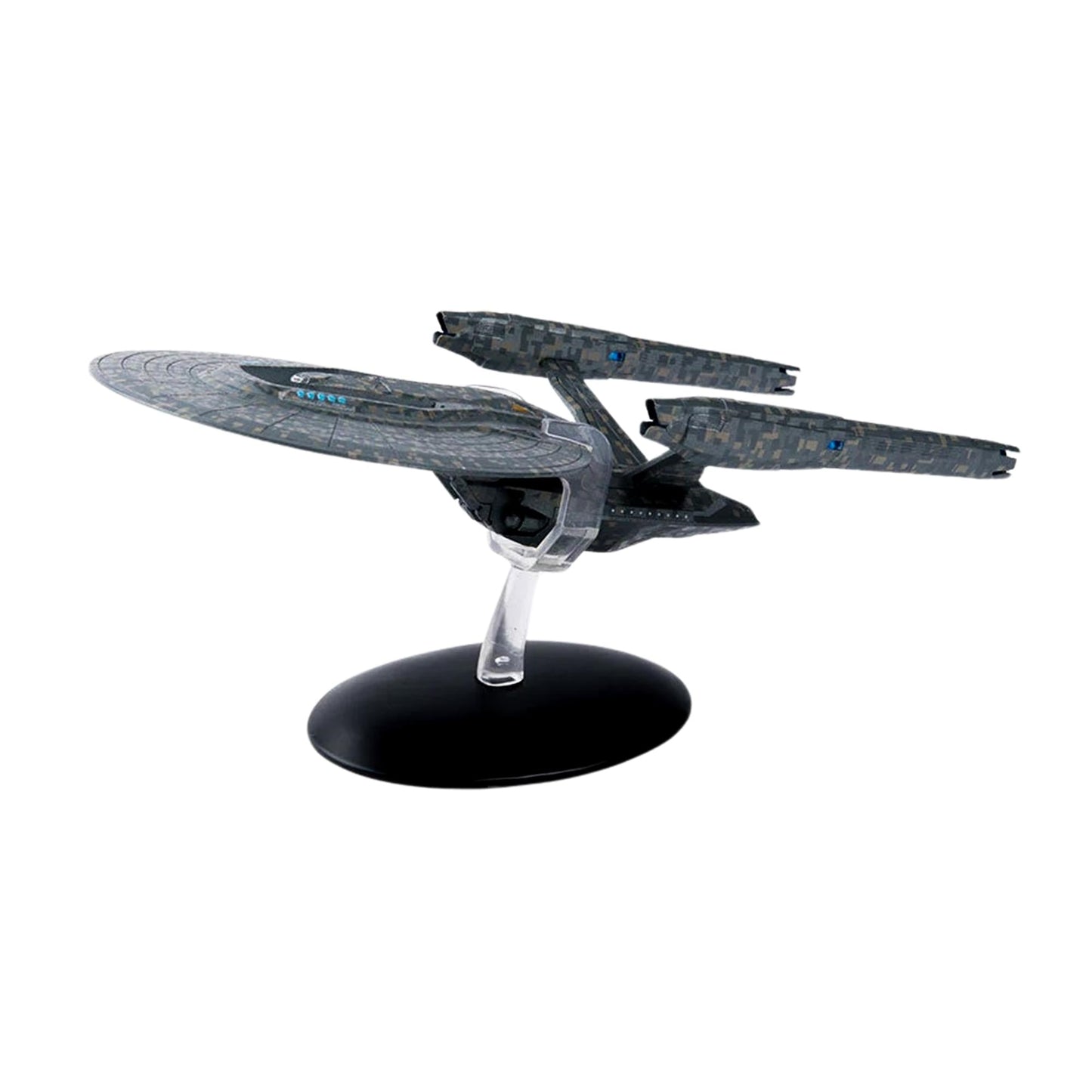 Close-up detail shot of the bridge section and forward hull markings on the USS Vengeance model