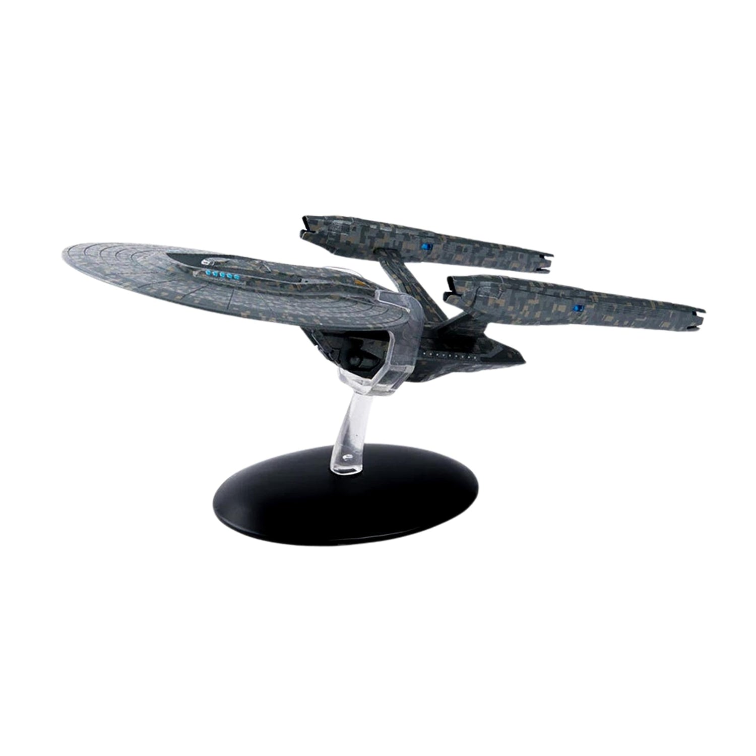 Close-up detail shot of the bridge section and forward hull markings on the USS Vengeance model
