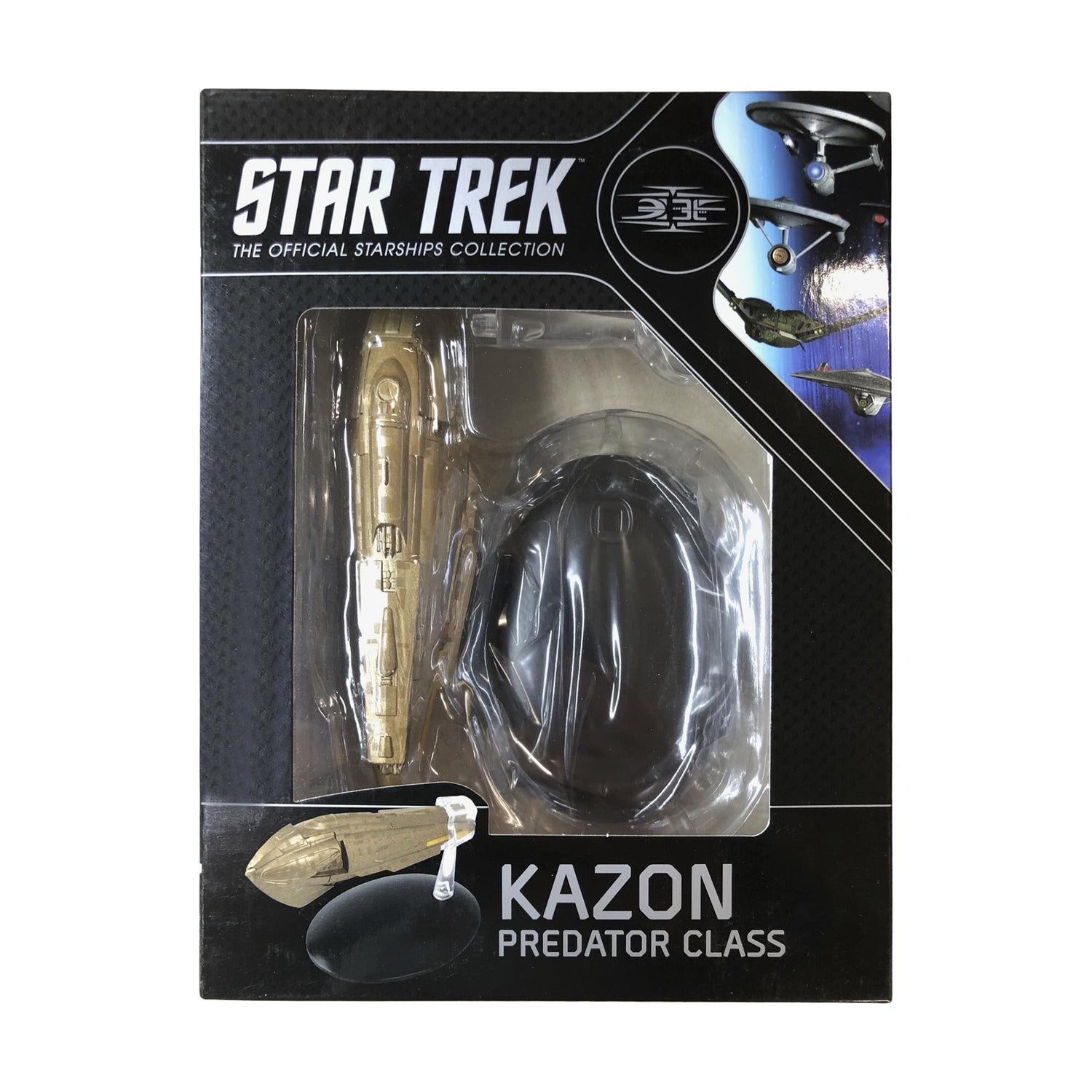 Rear view of the starship model showing the engine thrusters and complex structural geometry characteristic of Kazon architecture.
