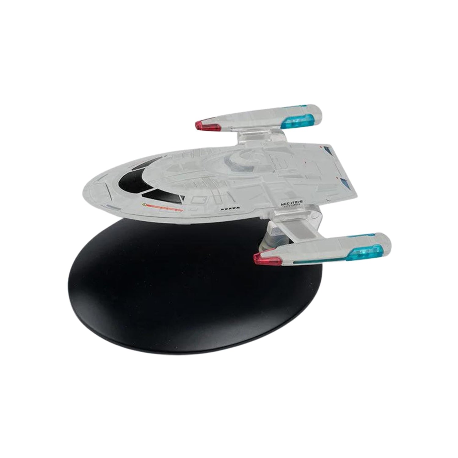 Top-down view of the Enterprise-E auxiliary vessel highlighting its streamlined aerodynamic hull geometry