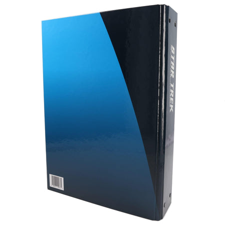 Close-up detail of the spine and back cover of the official Star Trek collector binder
