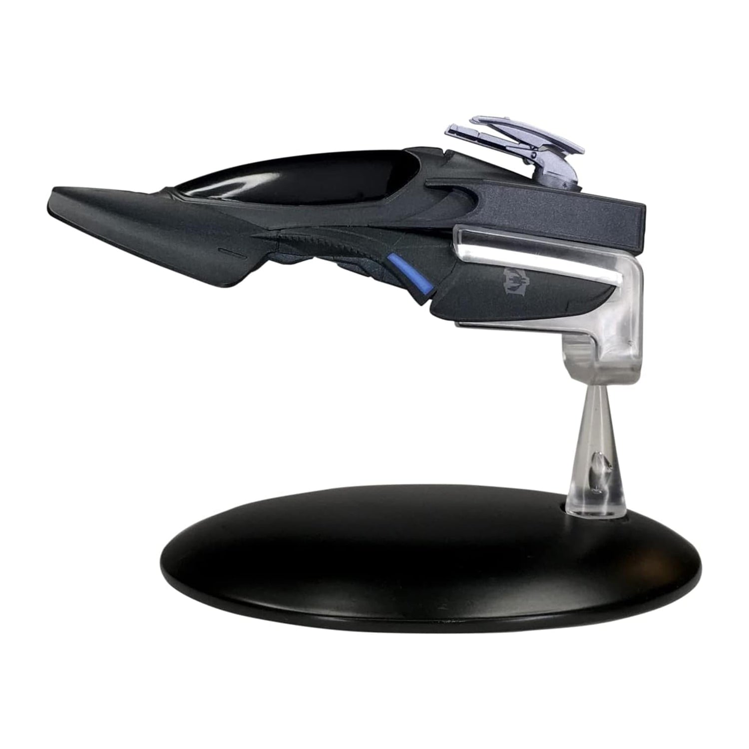 Side profile of the Reman Scorpion model on its display stand