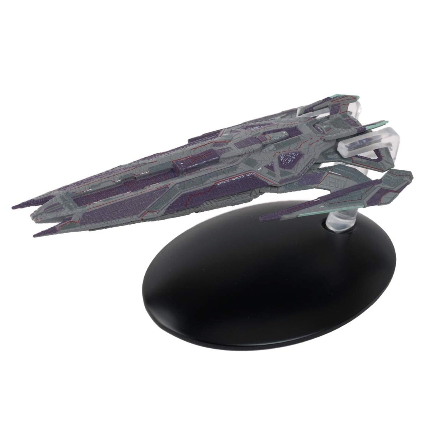 Star Trek Jem'Hadar Vanguard Carrier model replica angled three-quarters view showing the sleek armored hull