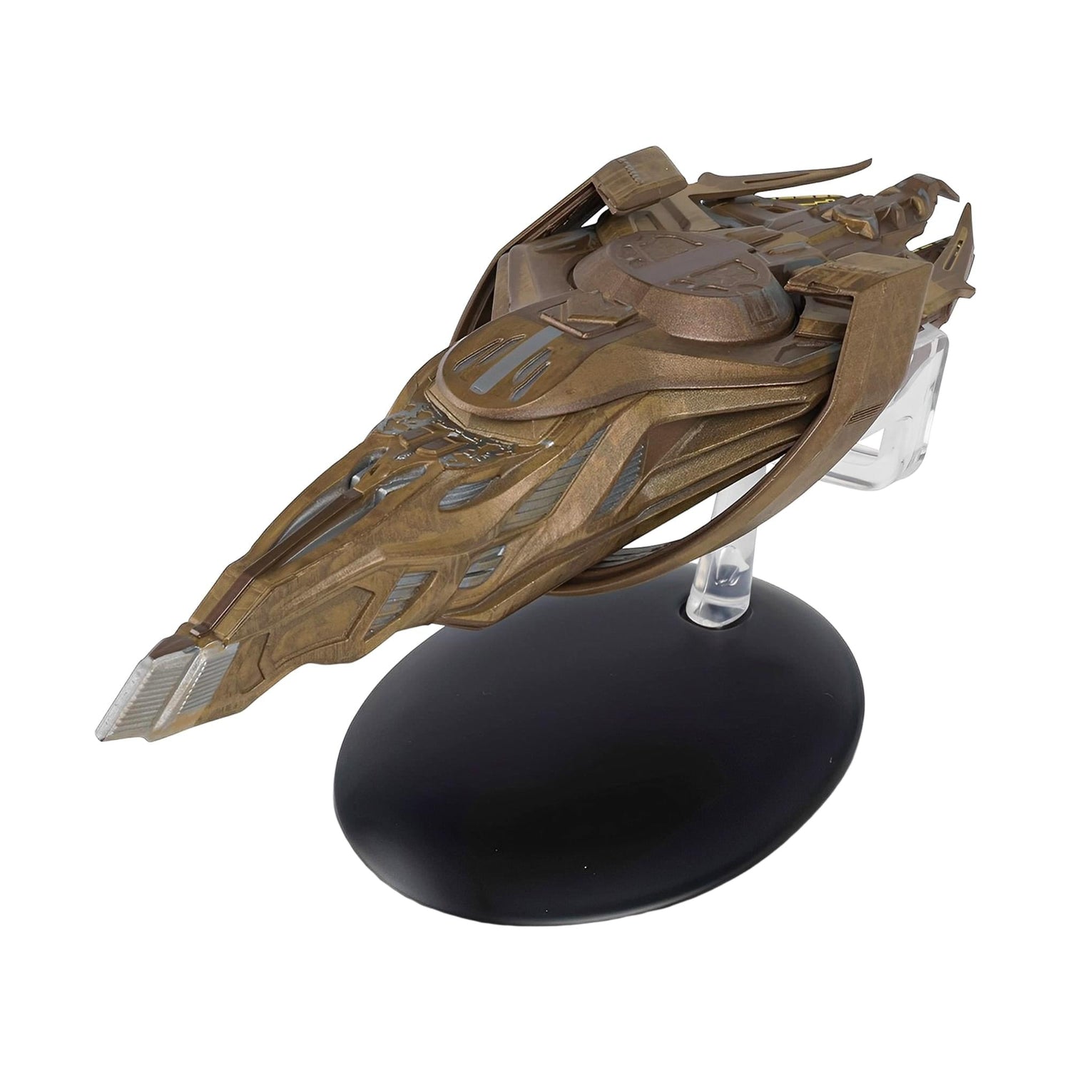 Angled perspective shot emphasizing the intricate surface textures and authentic color plating of the ship