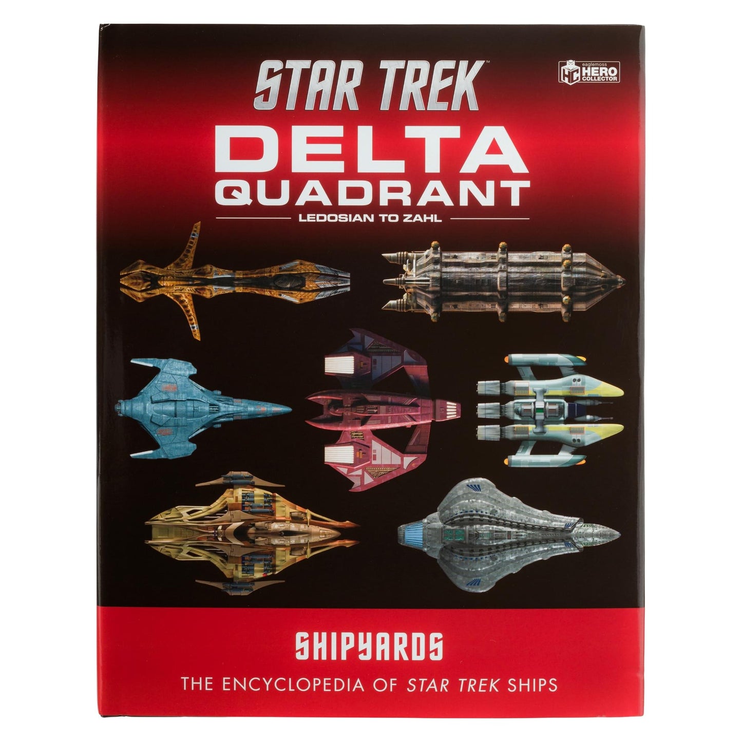 Front cover of Star Trek Shipyards: The Borg and the Delta Quadrant Volume 2, featuring official book title and starship graphics against a dark starfield background