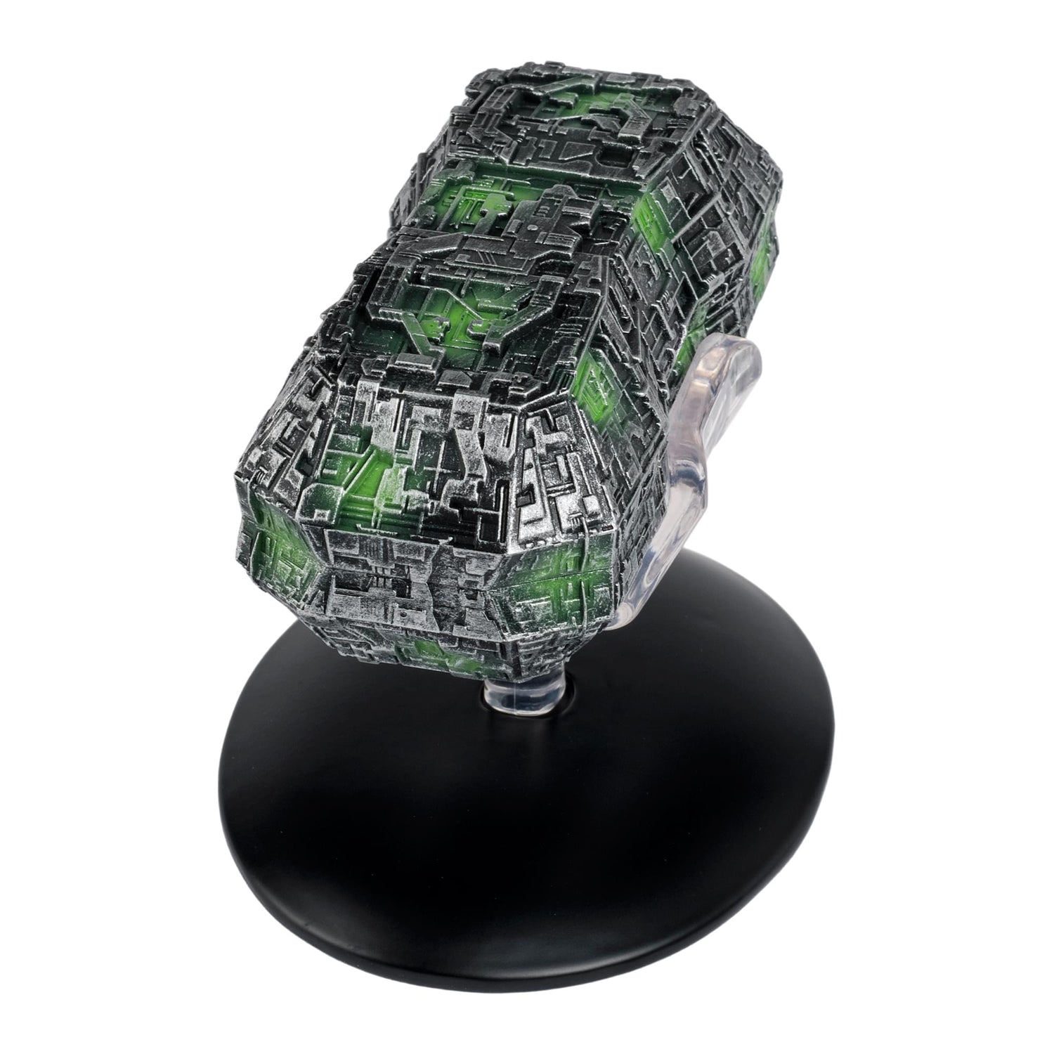 Top-down view highlighting the intricate angular geometry and metallic hull details of the Borg Probe model