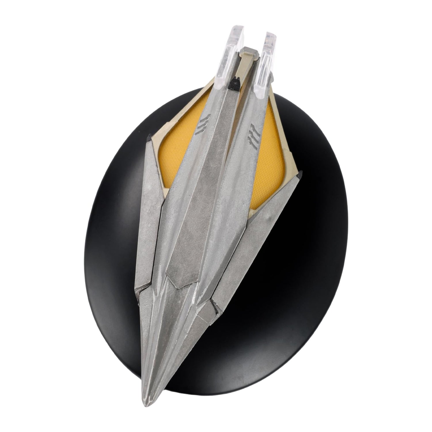 Angled perspective displaying the unique crystalline configuration of the ship