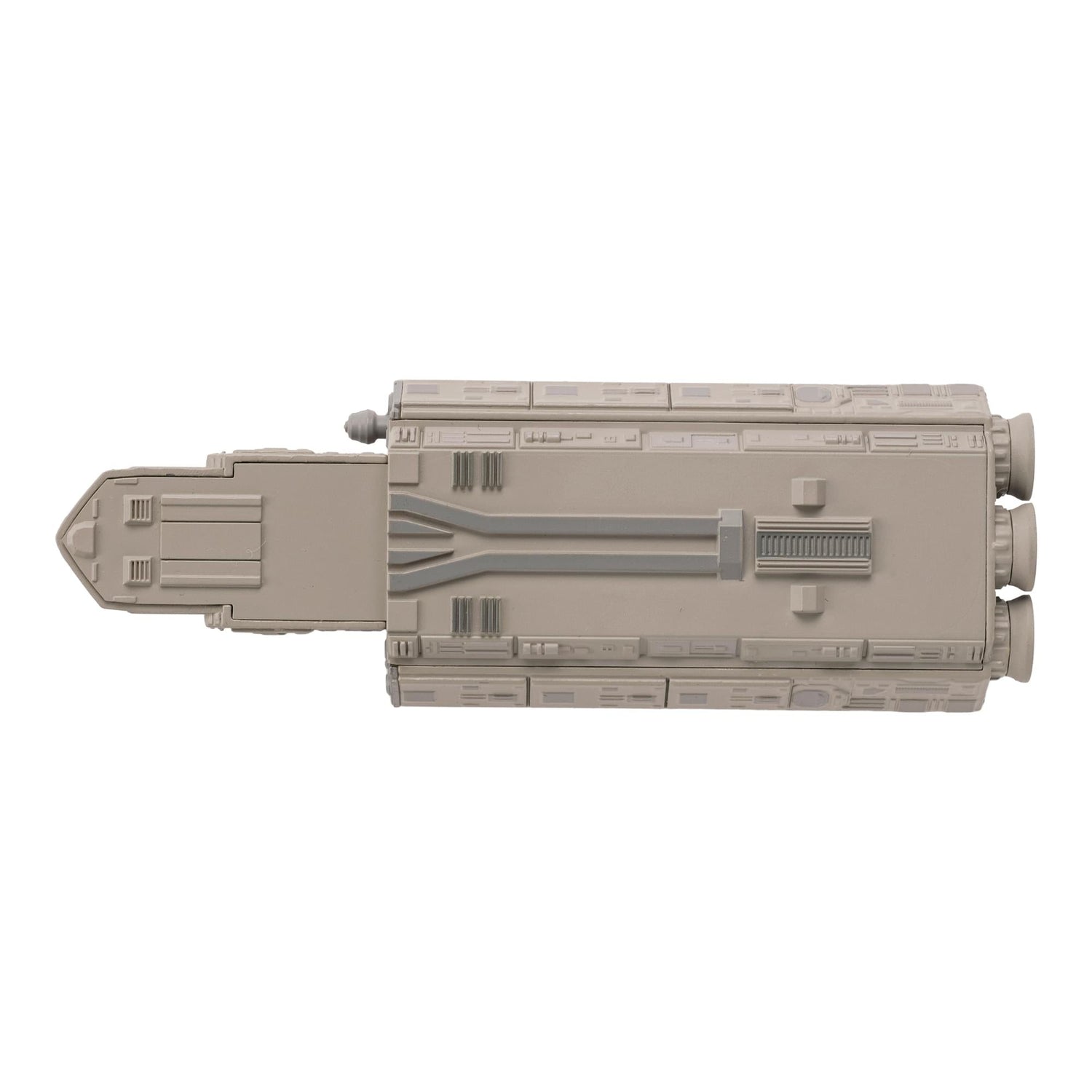 The SS Xhosa starship replica mounted on its display stand, ready for bridge-level viewing