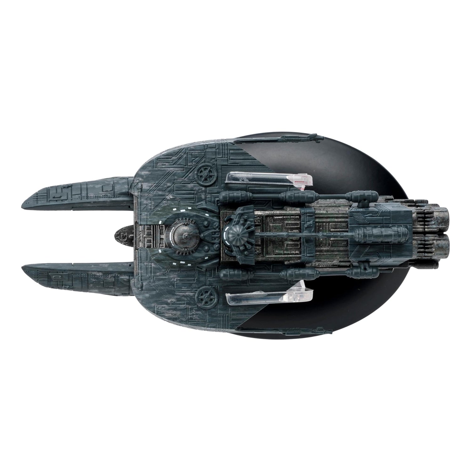 The Star Trek starship model presented alongside its collector box packaging