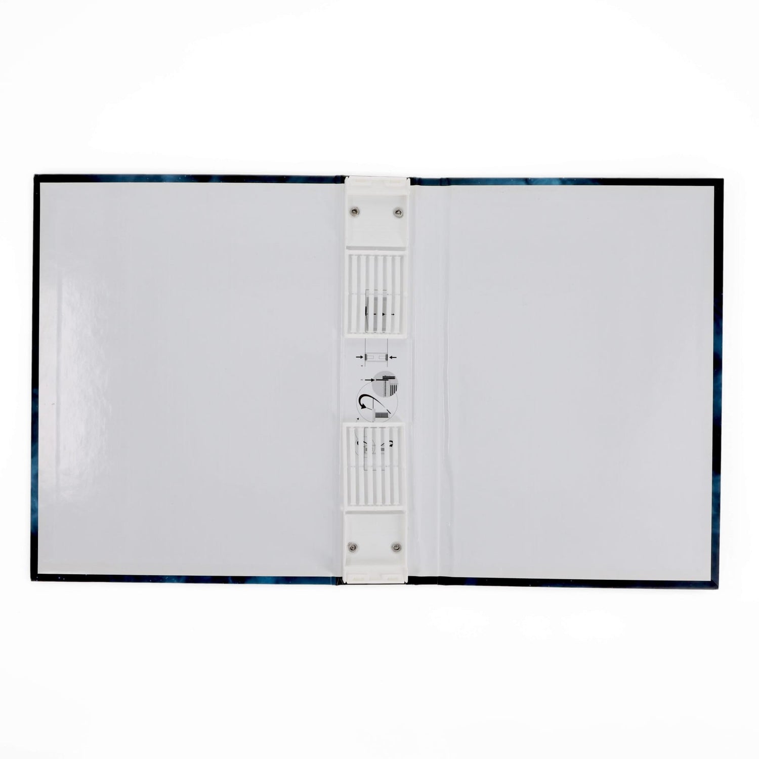 Open view of the Star Trek collector binder showing the interior ring mechanism and magazine storage layout