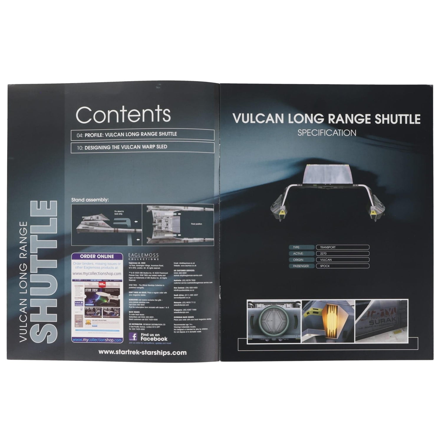 Close-up view of the magazine title treatment and canonical ship registry details on the cover