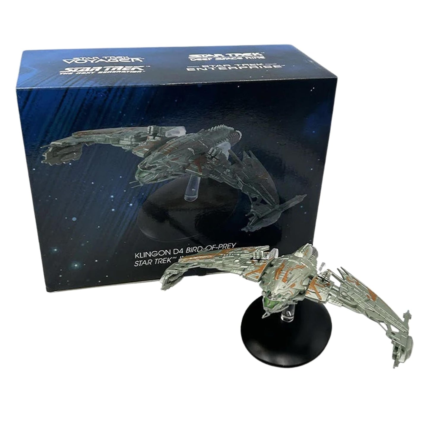 Contextual display shot of the boxed Star Trek Eaglemoss starship replica ready for collection