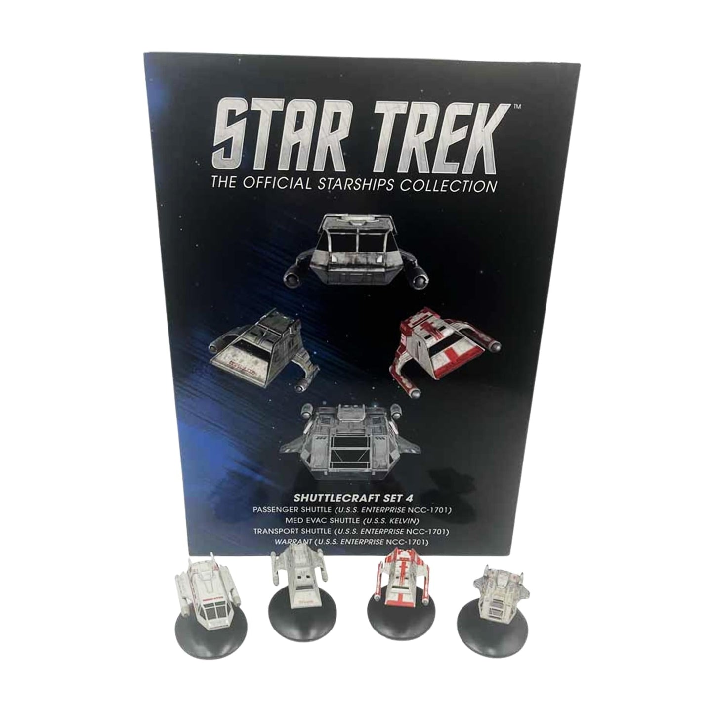 Complete set of Star Trek collectible models presented in their display layout
