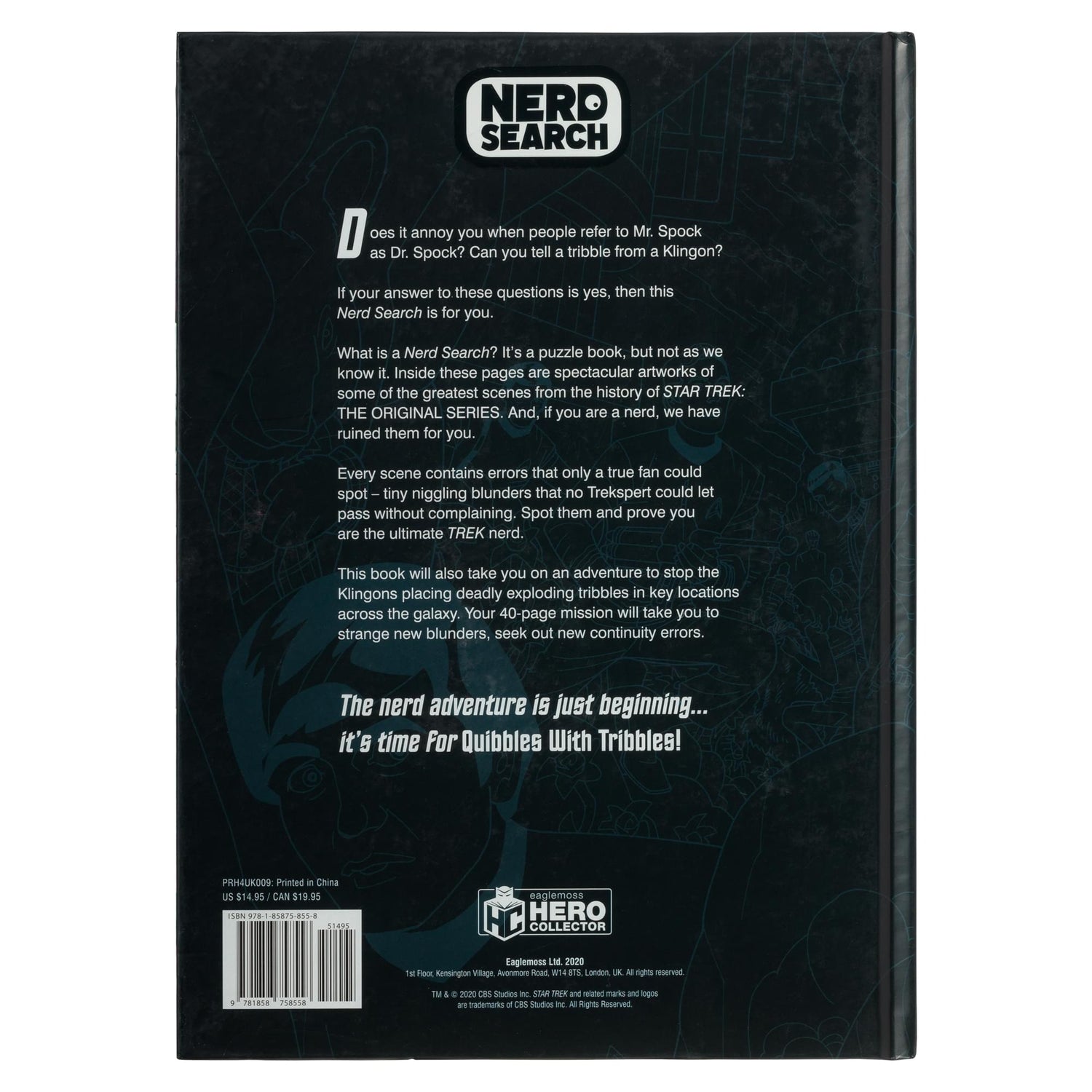 Angled view of the closed Star Trek puzzle book resting on a flat surface