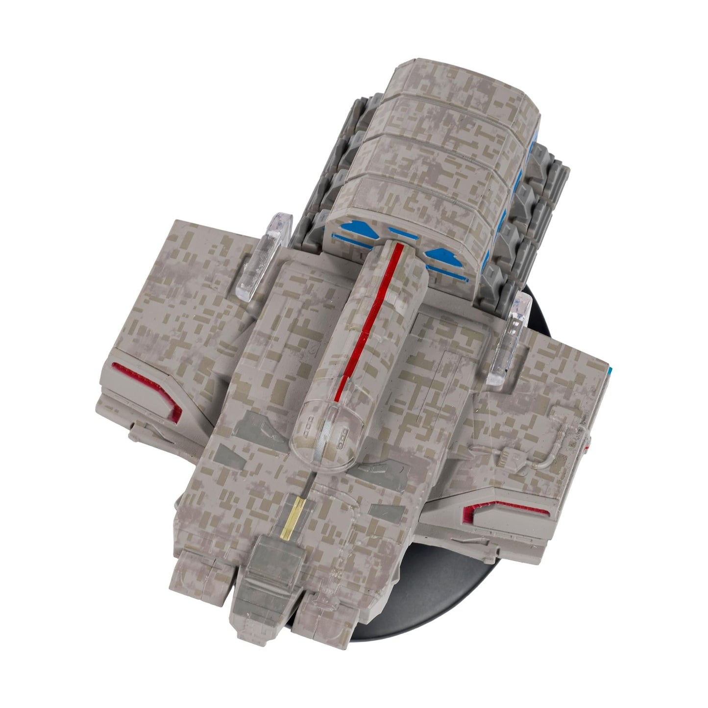Close-up detail shot of the hand-painted hull section and Starfleet registry lettering