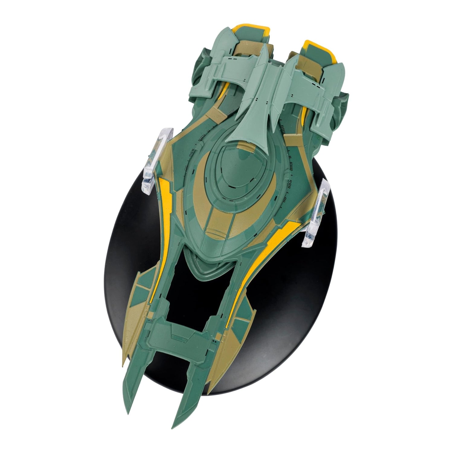Angled rear three-quarter view showing the symmetrical configuration of the Xindi vessel's wings