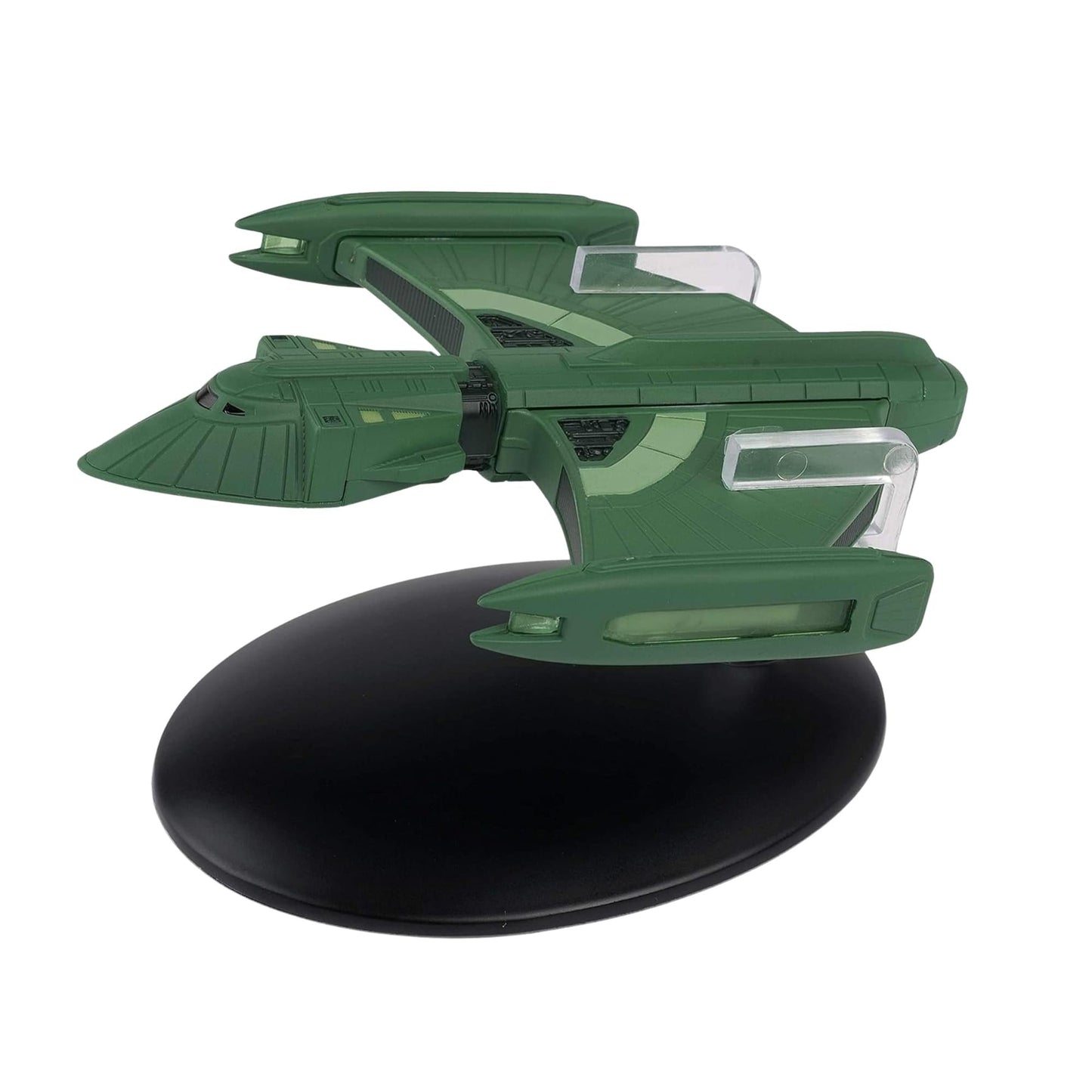 Close-up side profile of the Romulan Scout, focusing on the intricate paint application and accurate scaling of the vessel's hull.