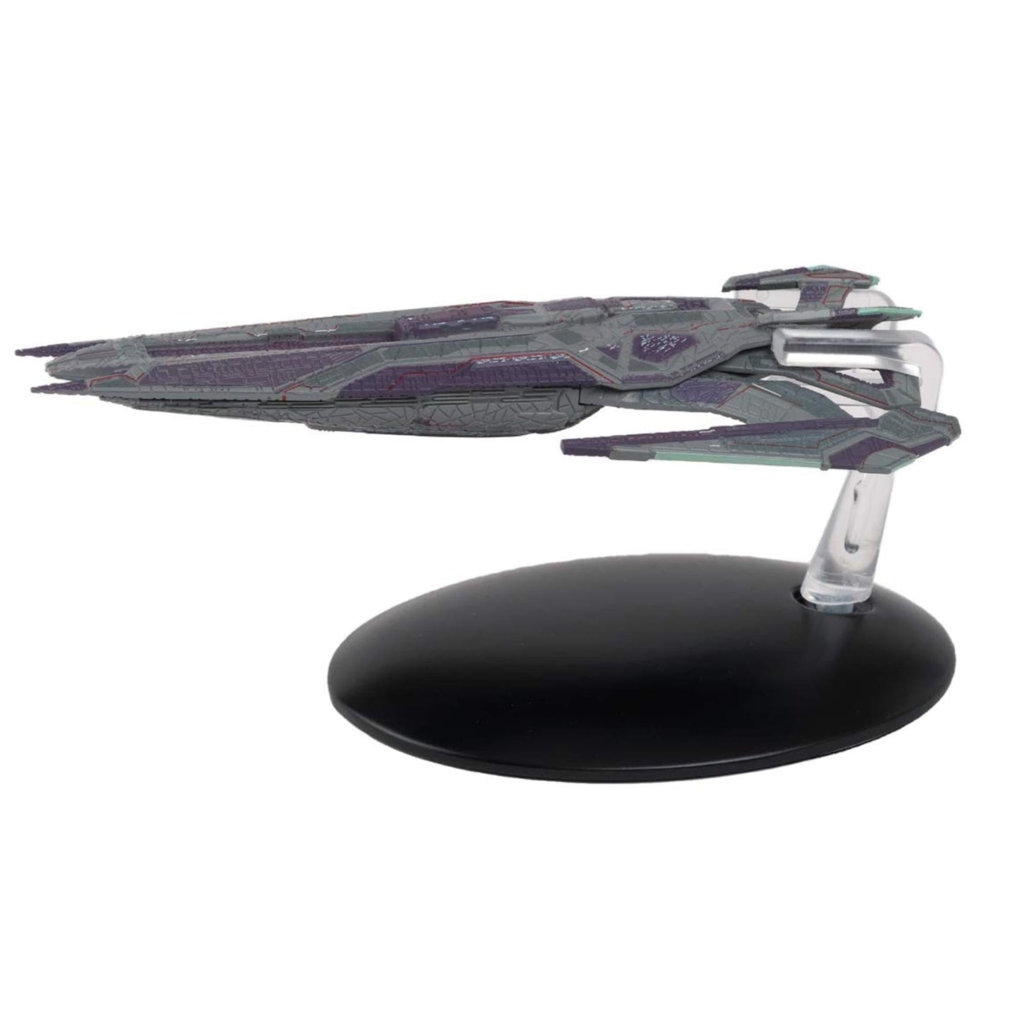 Top-down view of the Jem'Hadar Vanguard Carrier die-cast starship showing intricate dorsal plating details